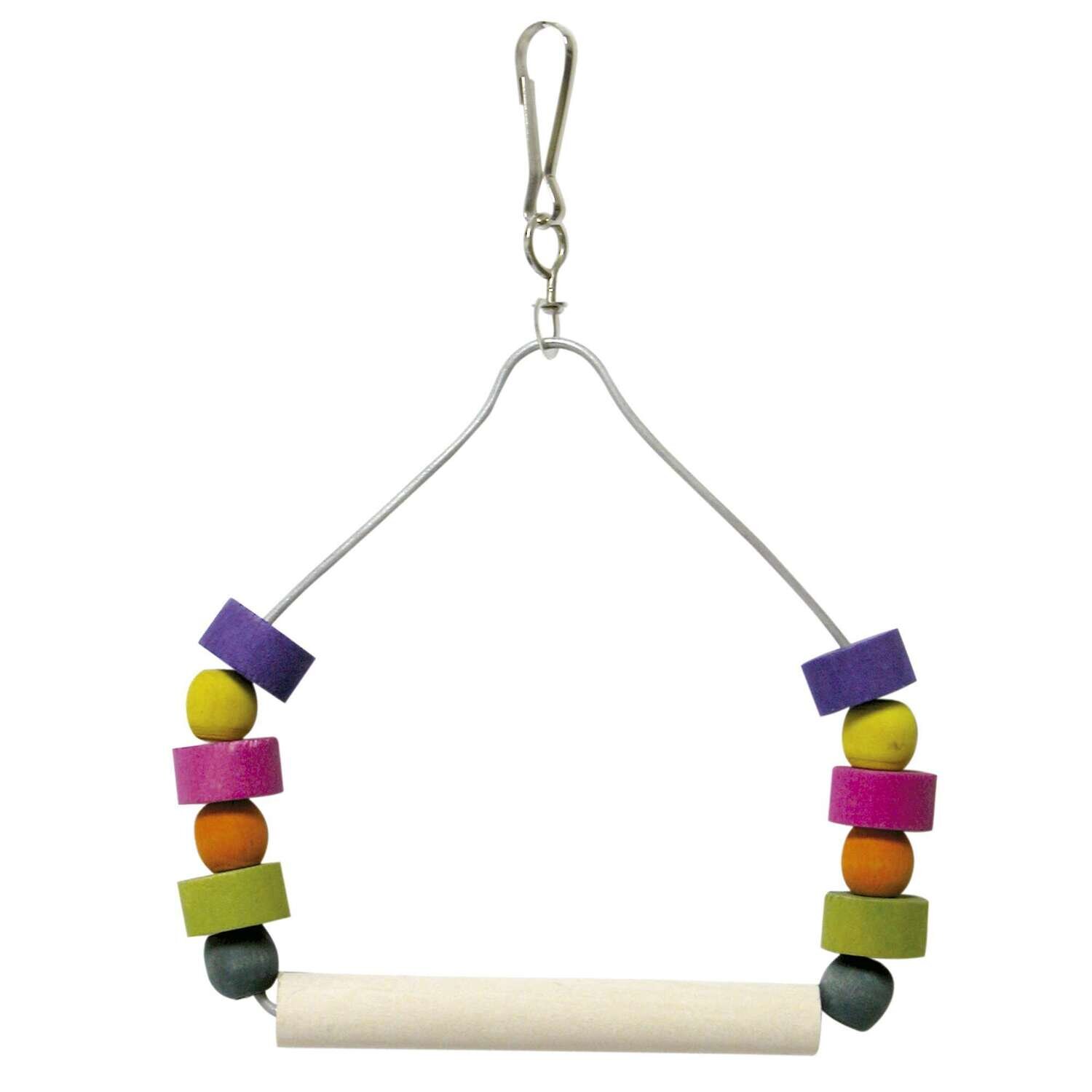 Juguete con columpio y cuentas de colores para p�jaros 20 cm
