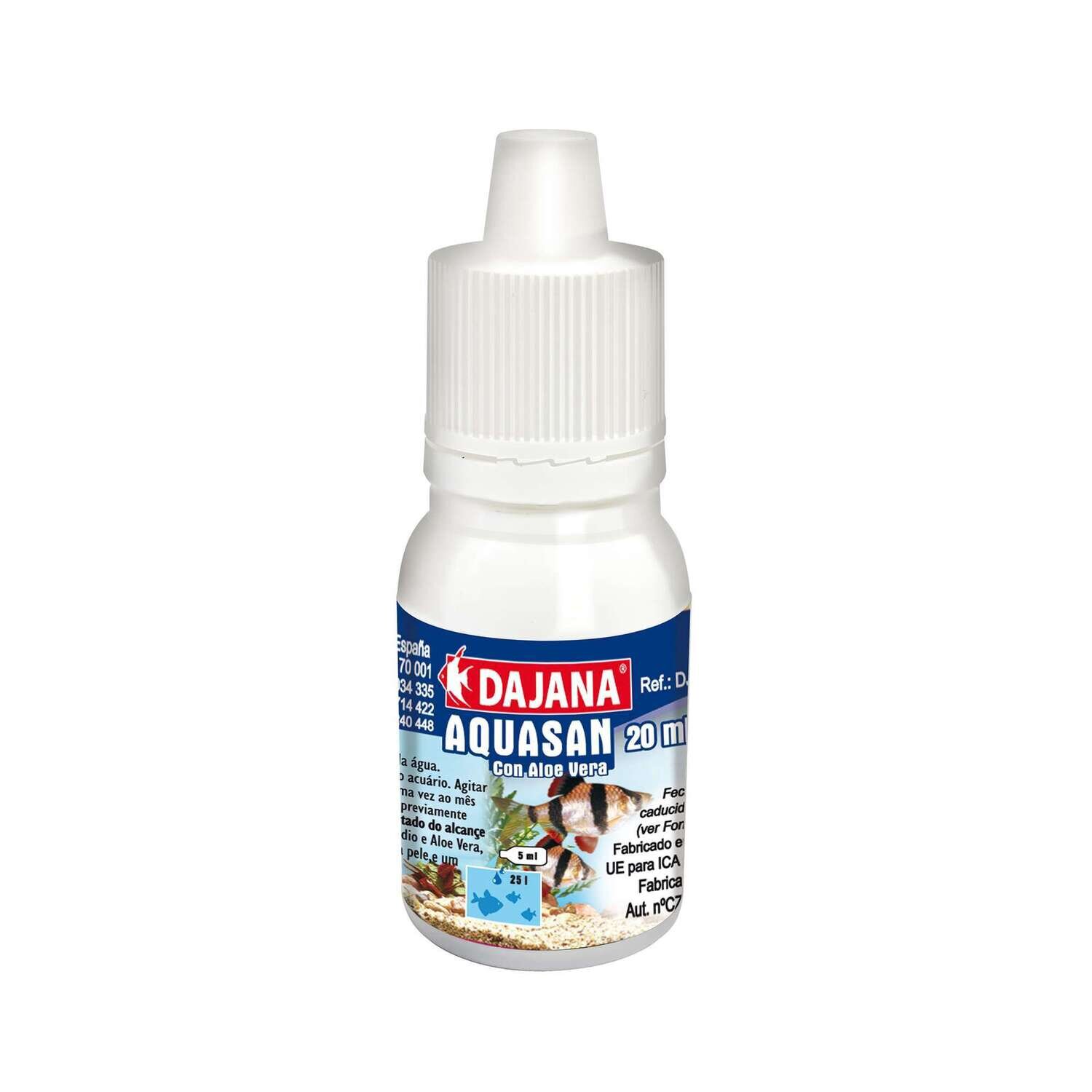 Anticloro y cloramina con aloe vera: AQUASAN de DAJANA 20 ml