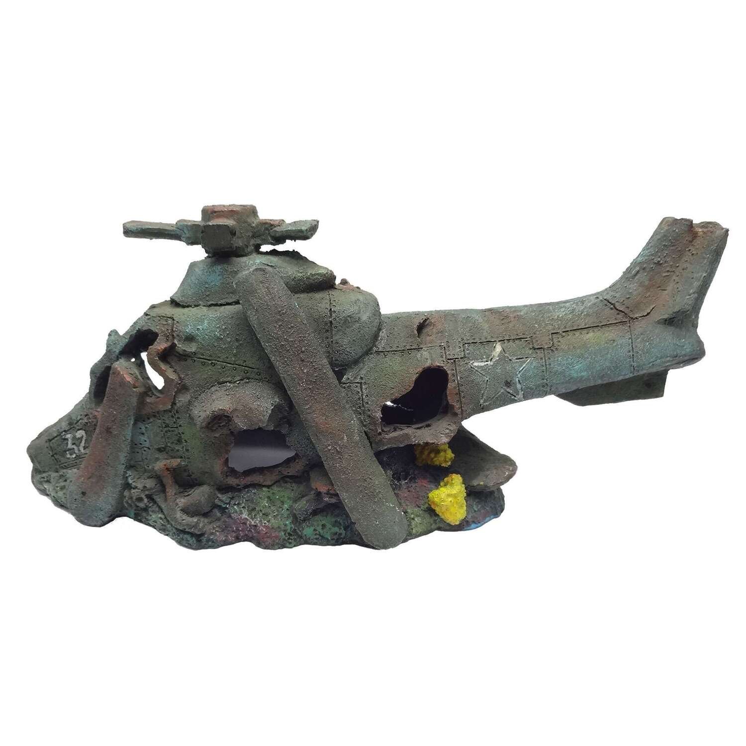 Ornamento con HELIC�PTERO de resina 29,1x11,8x12,1 cm