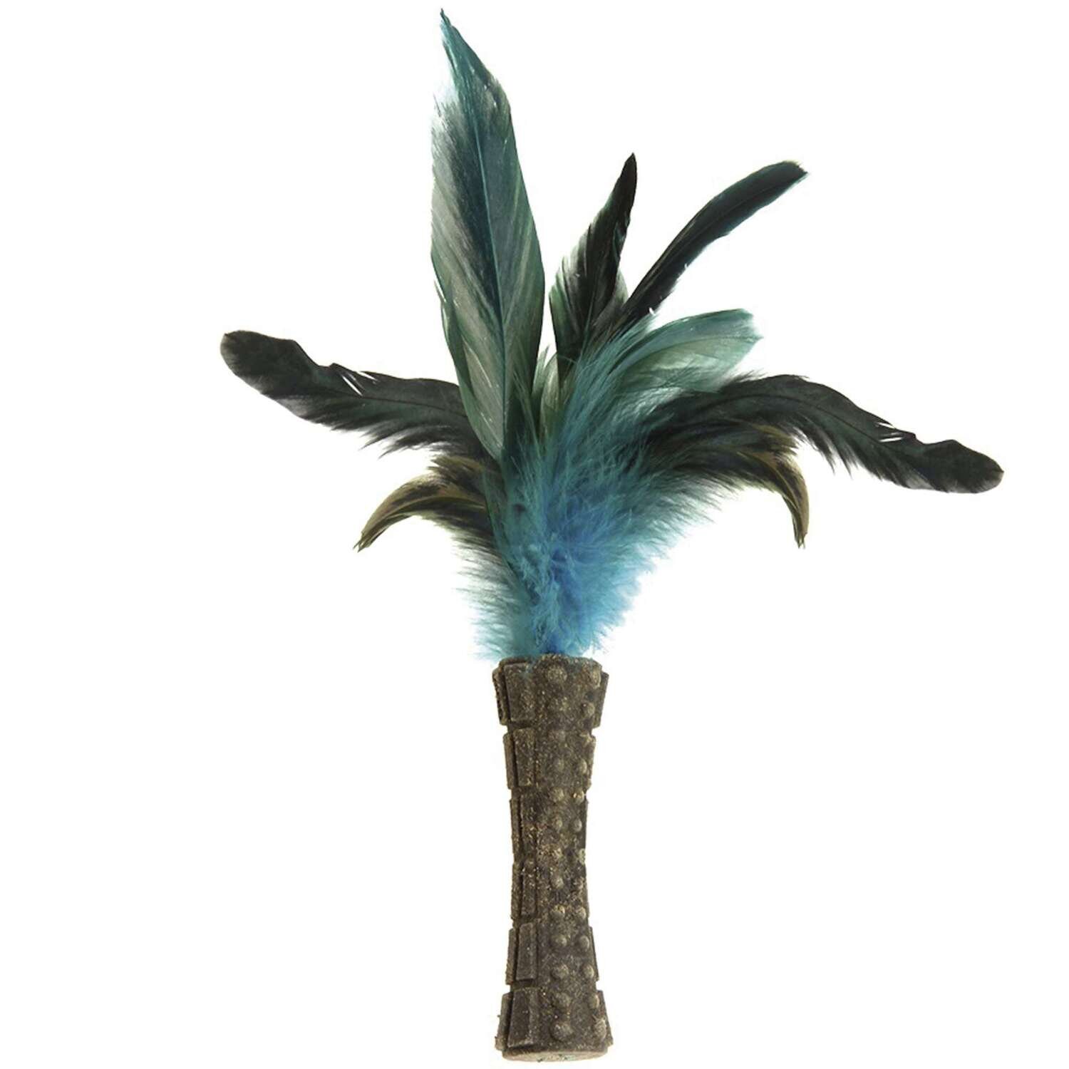 Johnny Stick pluma natural azul con hierba gatera GiGwi 14 cm
