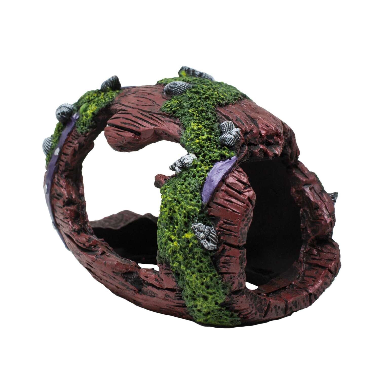 Ornamentos barril hundido marr�n oscuro con algas de ICA 12,5x8,5x9 cm