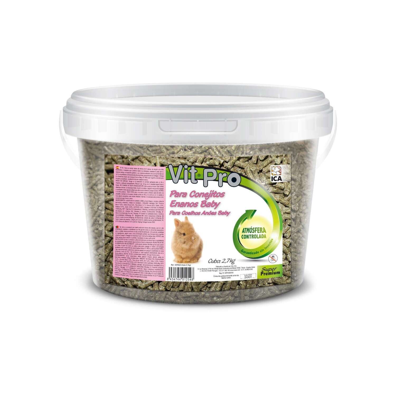 Alimento para conejos enanos baby Vit Pro en cubo  2,7 kg