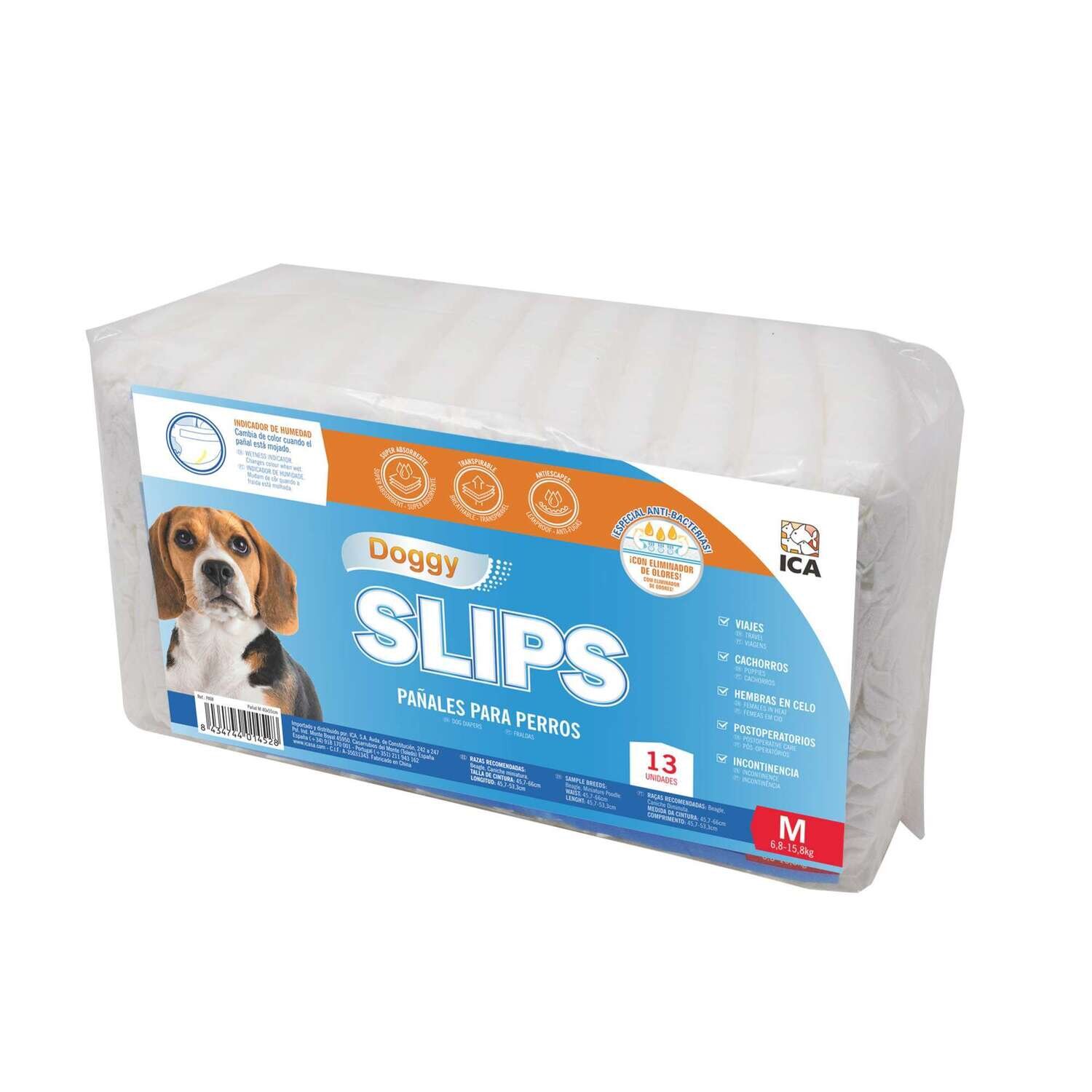 Pa�ales Doggy Slips  13 unidades Cintura 45,7-66 cm Largo 50 cm