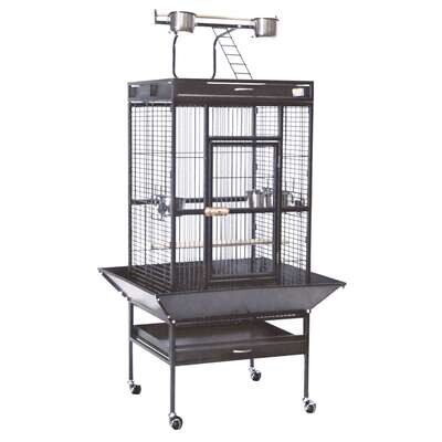 Jaula PARQUE en gris-forja con pie exterior para p�jaros 61x56x156 cm