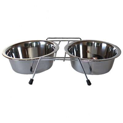 Comedero doble de acero inoxidable standard 14 cm