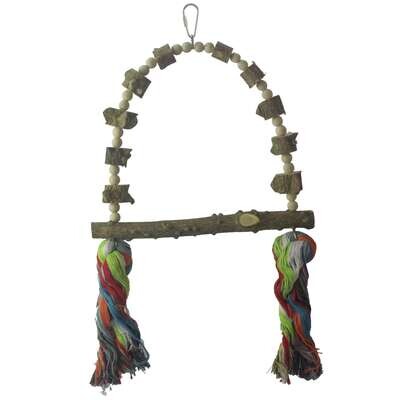 Juguete de madera natural con cuerdas para p�jaros 26x36 cm