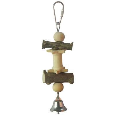 Juguete de madera natural con campana para p�jaros 5,5x18,5 cm