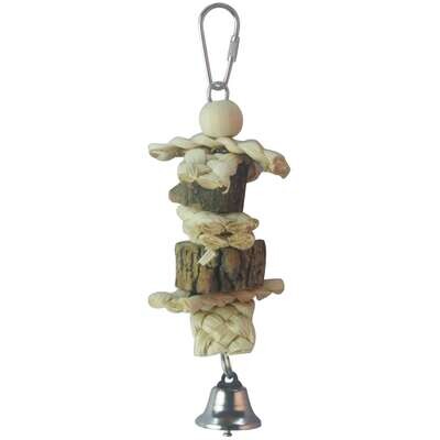 Juguete de madera natural con campana para p�jaros 6x19,5 cm