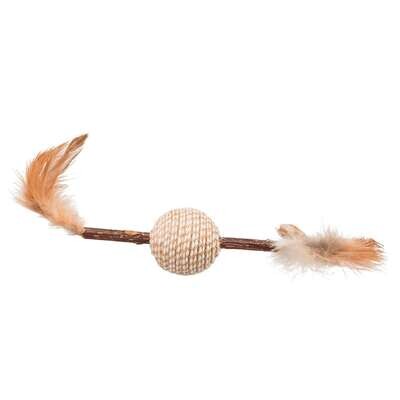 Juguete natural de matatabi con plumas para gatos 28x4 cm
