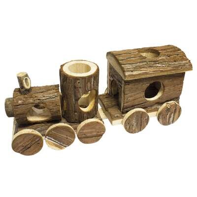 Accesorio de recreo Tren natural r�stico para roedores 32x11x15 cm