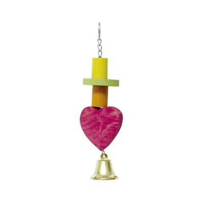 Juguete con coraz�n y campana para p�jaros 24,5 cm