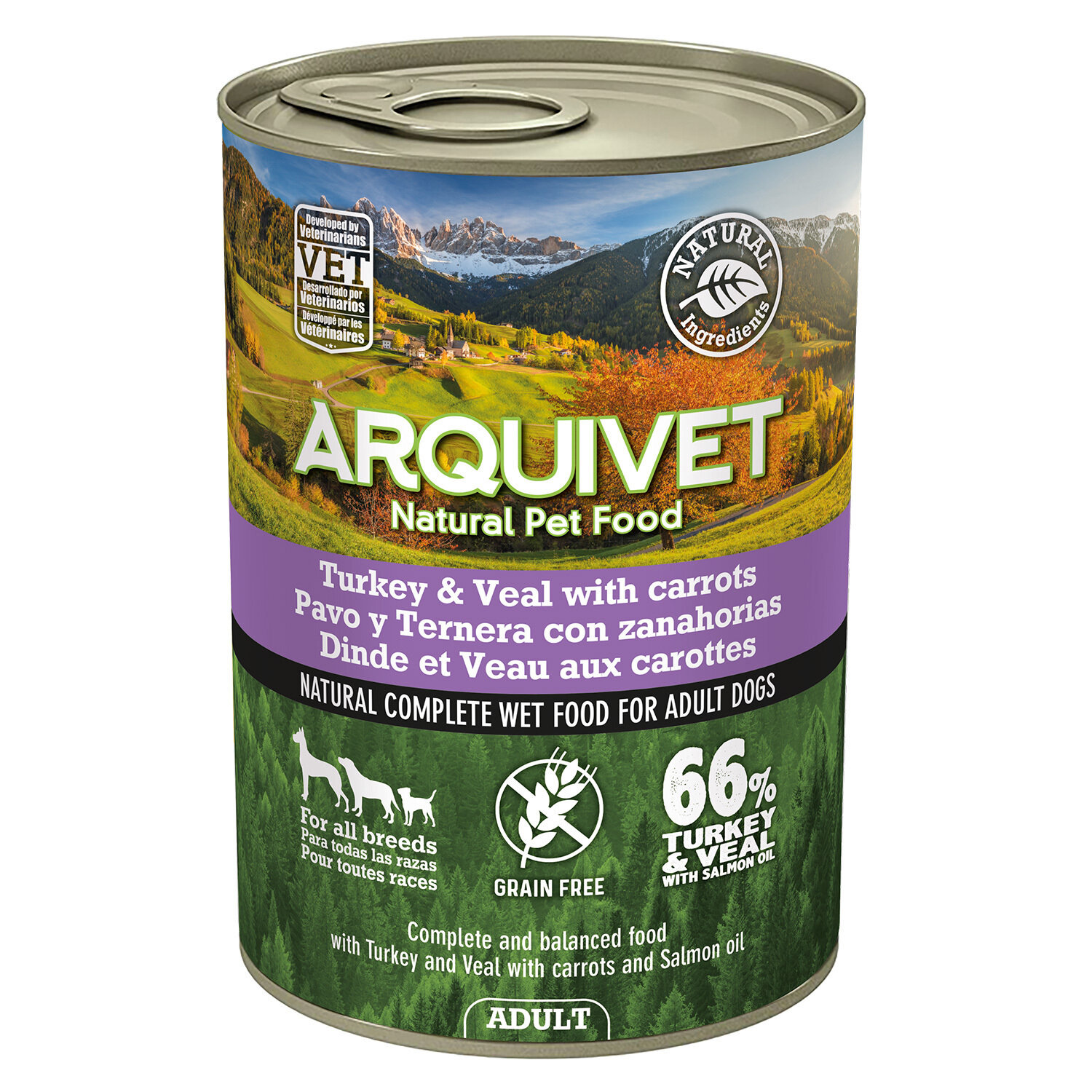 Adult - Pavo y ternera con zanahorias y aceite de salm�n