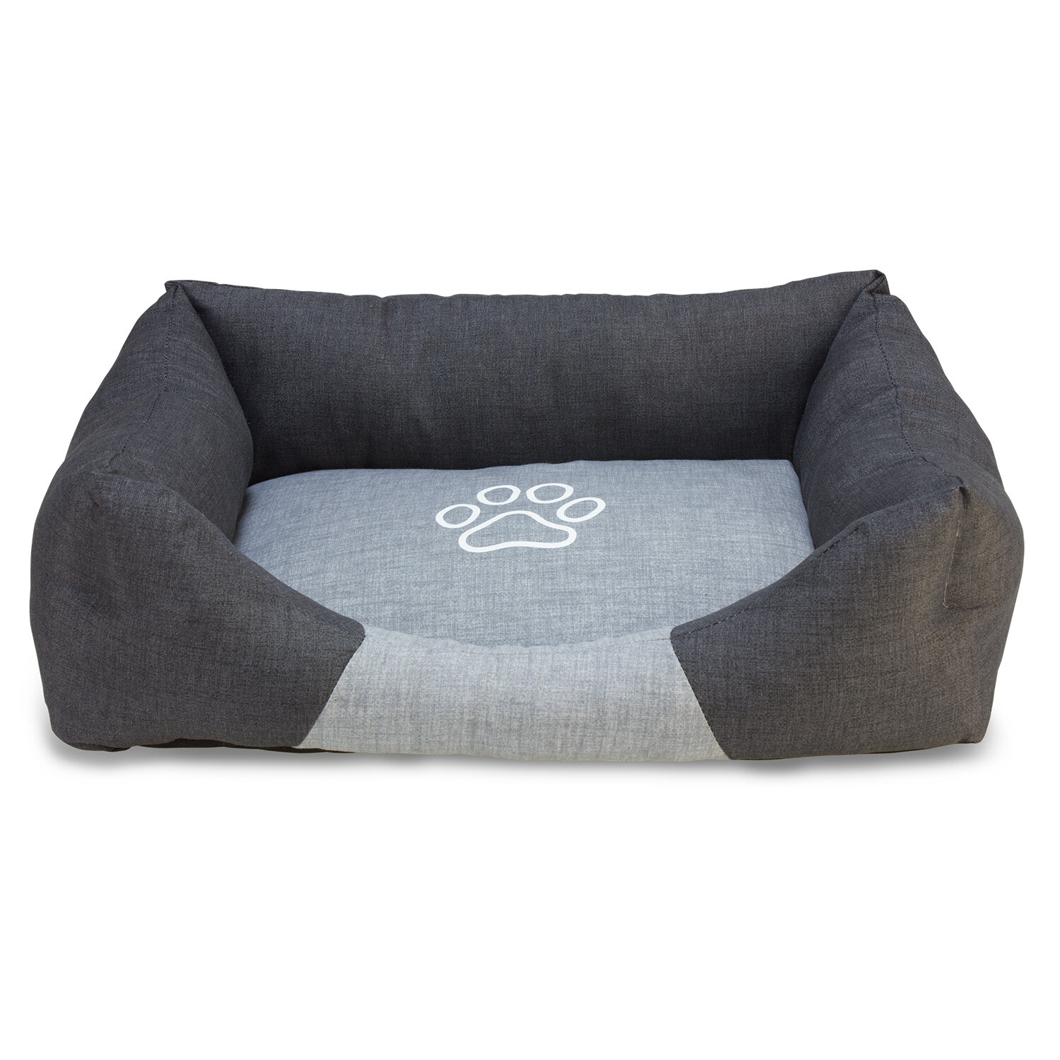 Cama cuadrada Negra y Gris con huella 50 cm