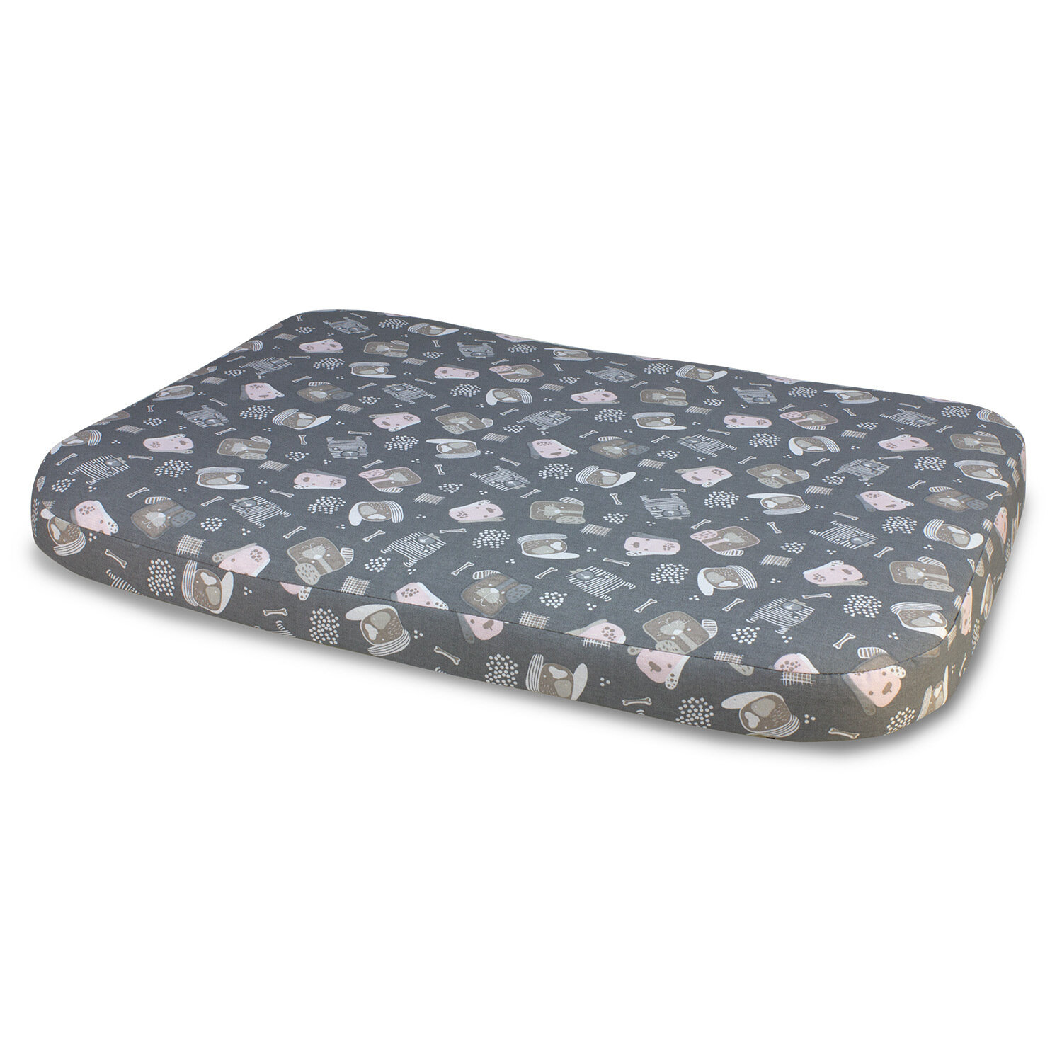Colchoneta Perros en Rosa y Gris 105 cm