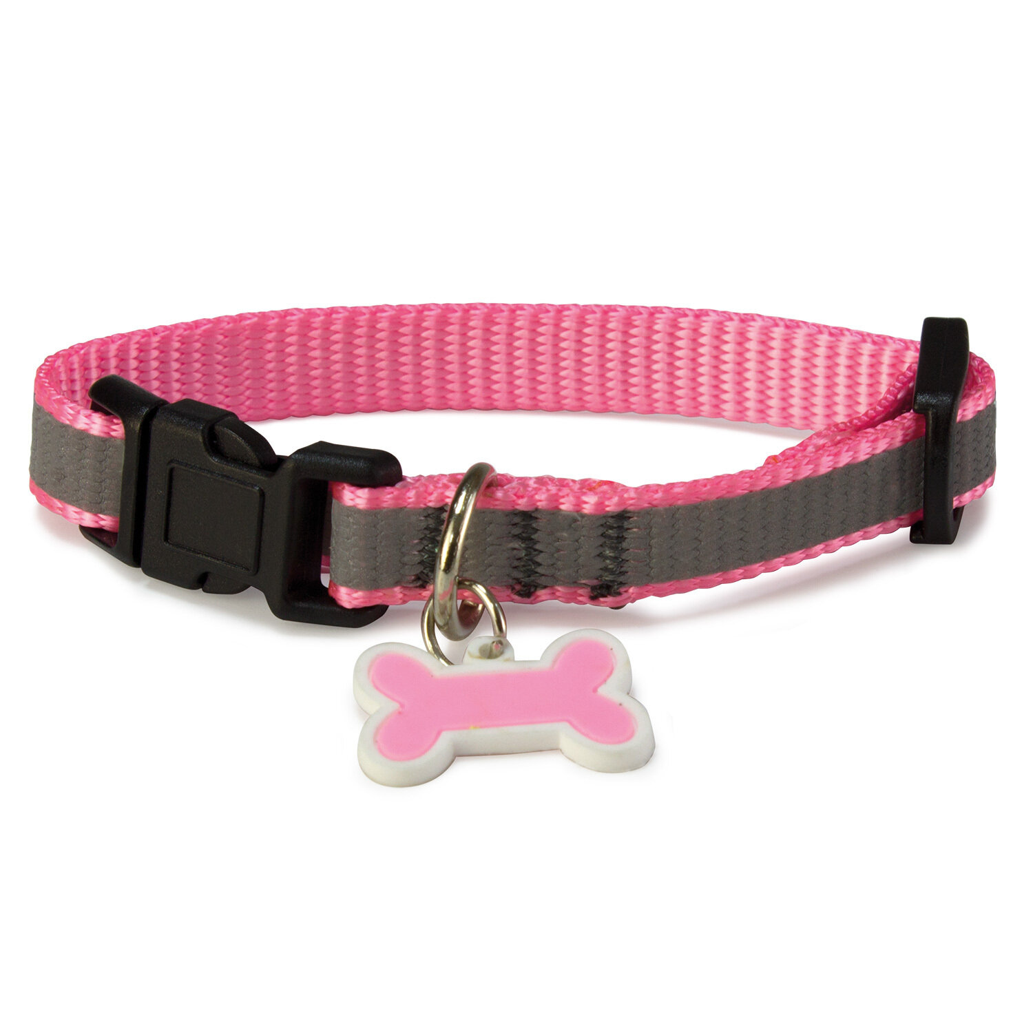 Collar perro reflectante rosa - 1,9 x 35/50 cm