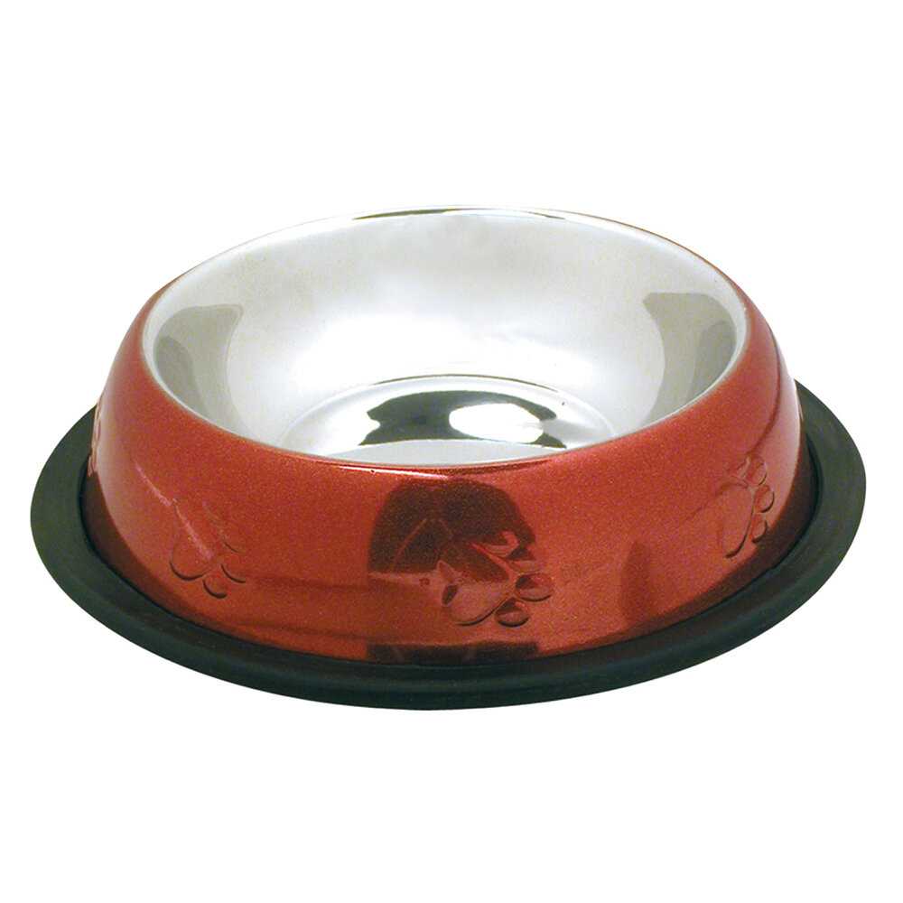 Comedero Inoxidable antideslizante rojo - 240 ml / 16 cm