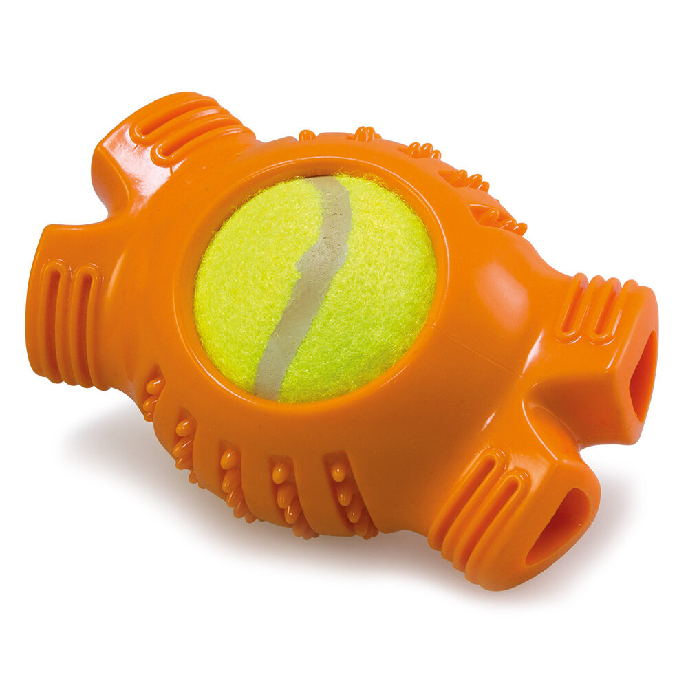Hueso naranja con pelota de tenis