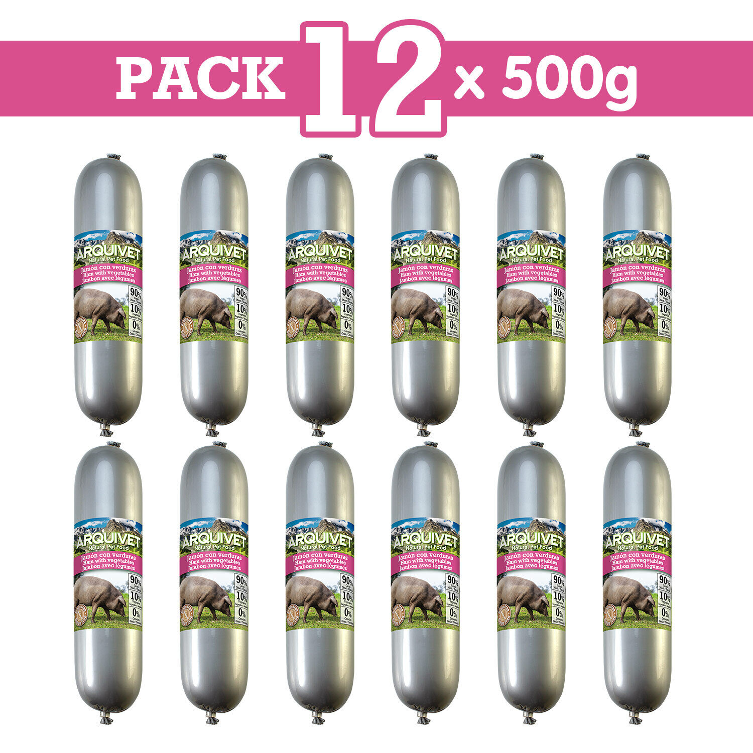 Pack 12 unidades Natural Wet Food Jam�n con verduras