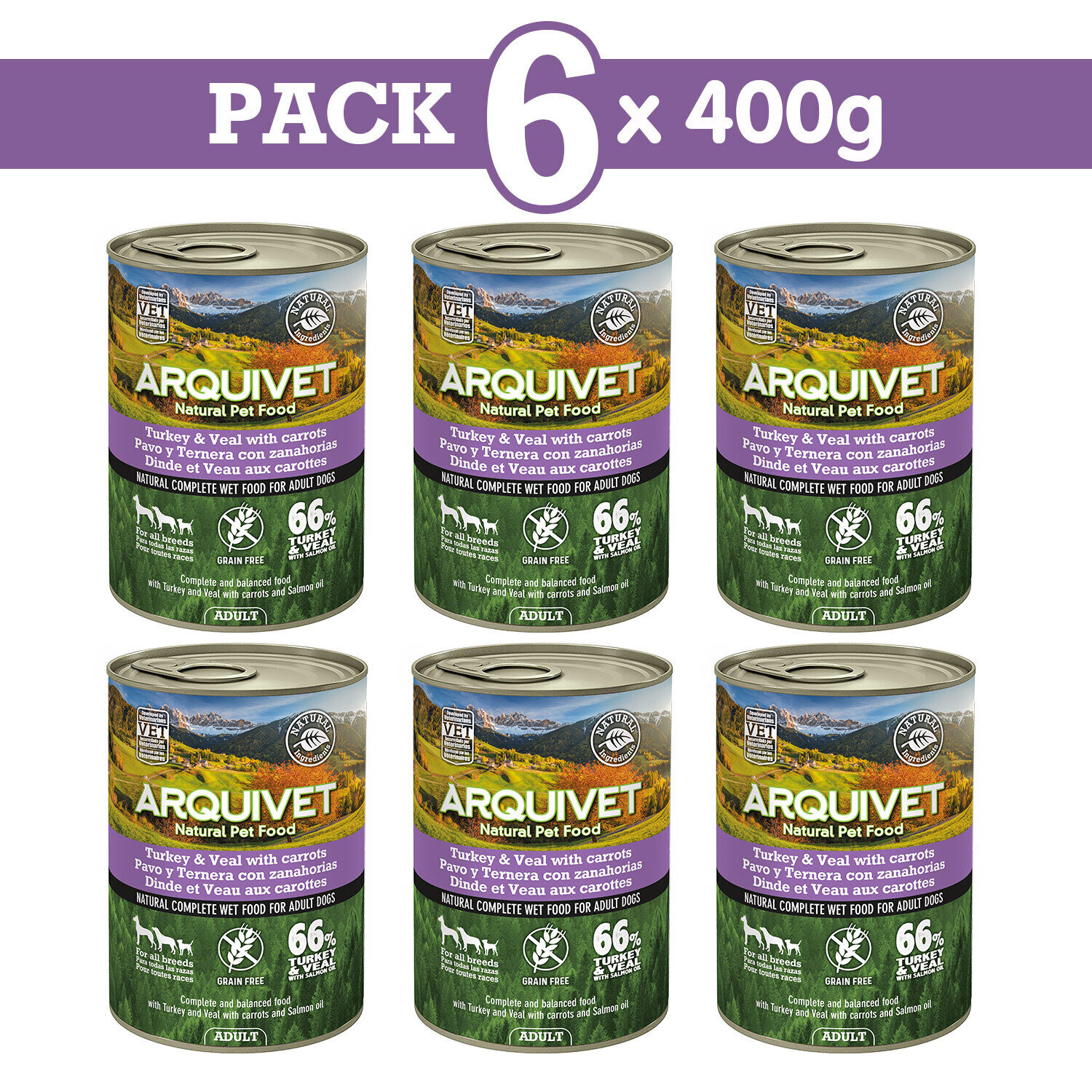 Pack 6 Pavo y ternera con zanahorias 400gr