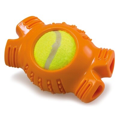 Hueso naranja con pelota de tenis
