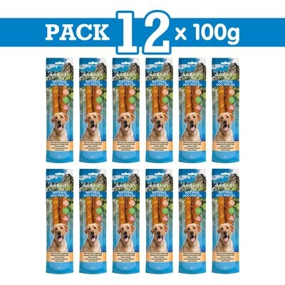 Pack 12 Snacks Twist con pollo enrollado 24cm 100 g