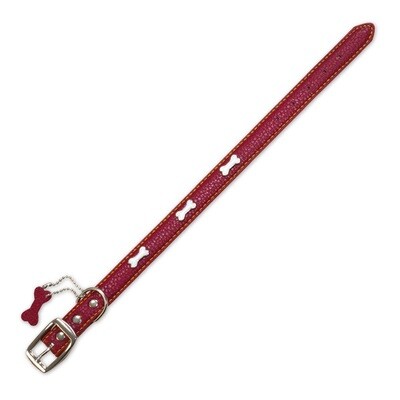 Collar piel huesitos rojo - 2 x 40 cm