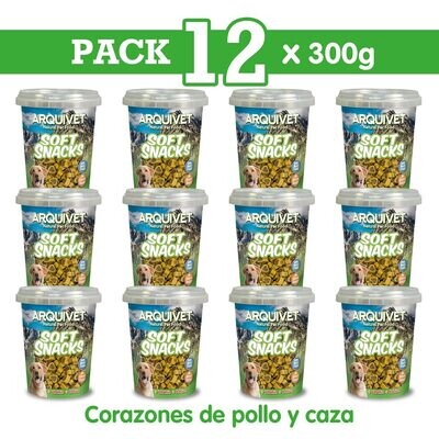 Pack 12 Corazones de pollo y caza 300 gr