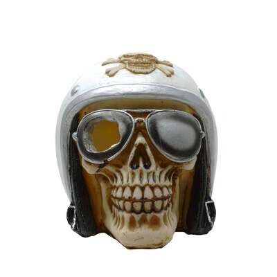 Ornamento calavera motorista 14x14x13 cm