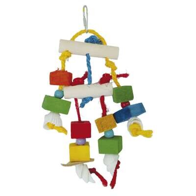 Juguete de madera con maniqu� para p�jaros 27 cm