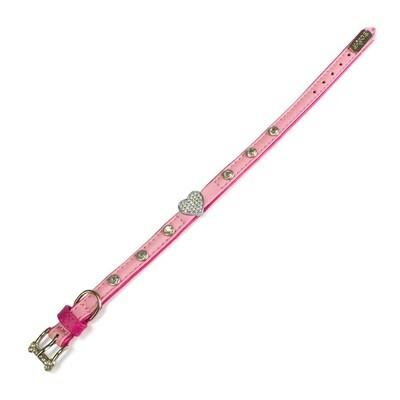 Collar piel rosa coraz�n - 1,2 x 25 cm