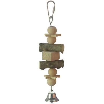Juguete de madera natural con campana para p�jaros 5,5x20 cm