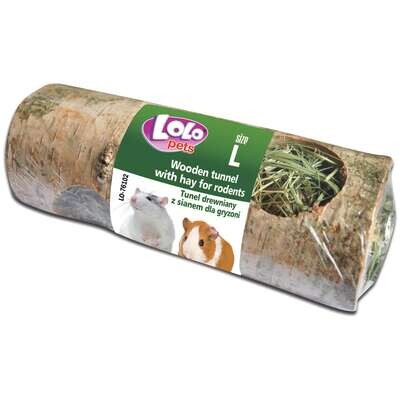 T�nel de madera relleno de heno "LOLO" 20,5x9 cm