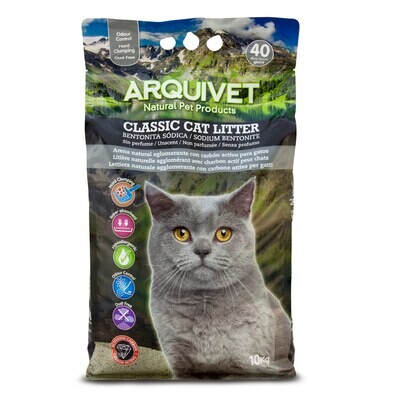 Classic Cat Litter - Arena natural aglomerante con carb�n activo - 10 Kg