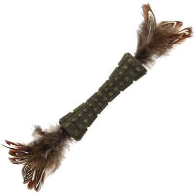 Johnny Stick doble pluma natural marr�n con hierba gatera GiGwi 19 cm