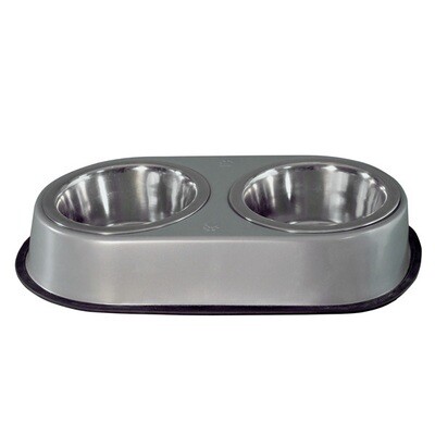 Comedero doble inoxidable antideslizante - 750 ml /15 cm