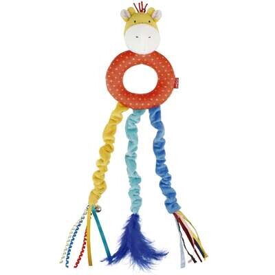 Colgante puerta cascabel + plumas Ciervo GiGwi 43 cm