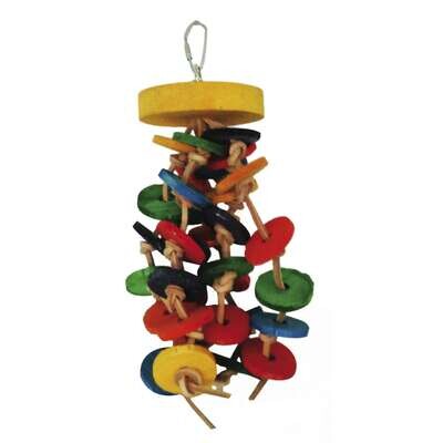 Juguete de madera con c�rculos para p�jaros 25 cm