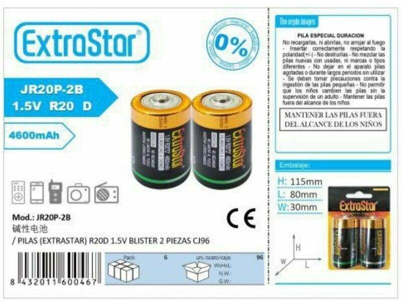 PILAS EXTRASTAR 1,5 V R20 D