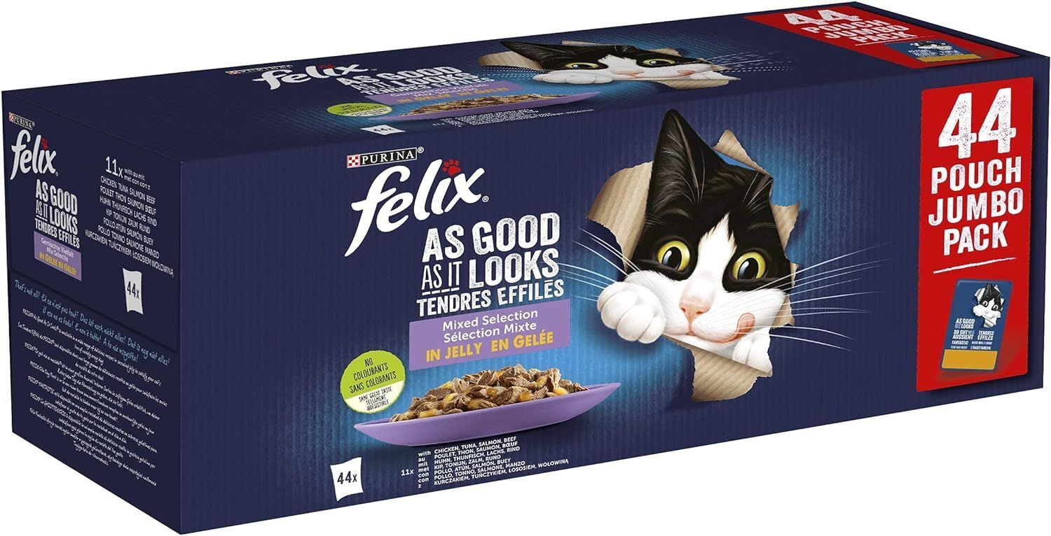 Felix Purina Fantastic Comida Húmeda para Gato Adulto Pack Surtido, 44 sobres