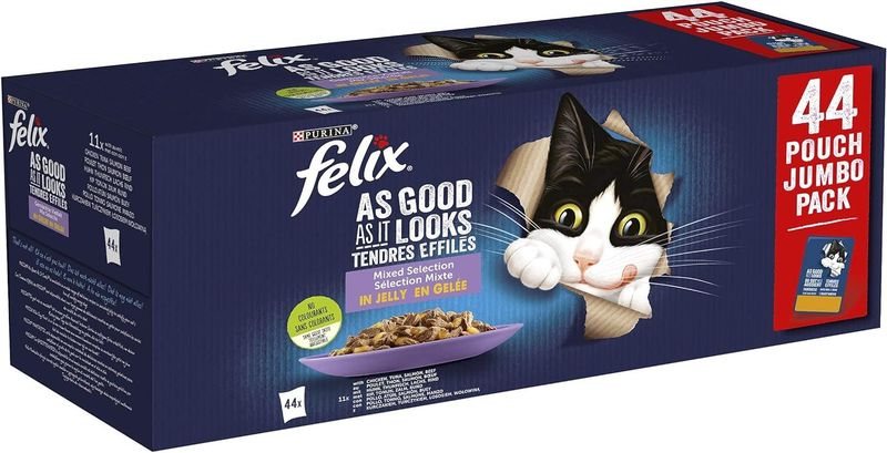 Felix Purina Fantastic Comida Húmeda para Gato Adulto Pack Surtido, 44 sobres
