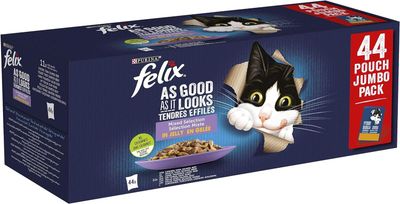 Felix Purina Fantastic Comida Húmeda para Gato Adulto Pack Surtido, 44 sobres