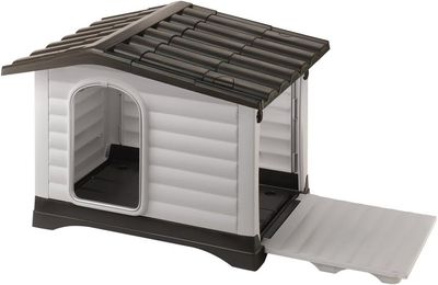 Ferplast Caseta de Exterior, Caseta para Perros DOGVILLA 90 en Resina Termoplástica Resistente, Pared Lateral Abatible