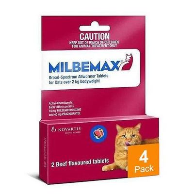 MILBEMAX RECUBIERTO PARA GATOS 4 COMPRIMIDOS 2KG-8 KG