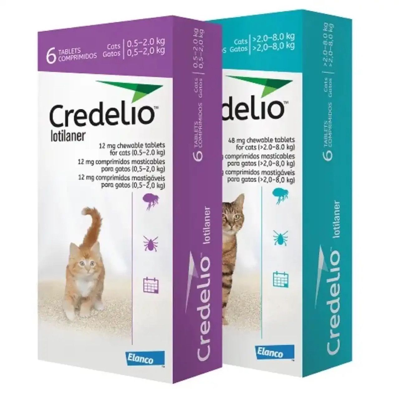 CREDELIO 48 MG GATOS 2-8 KG 6 COMP TURQUESA