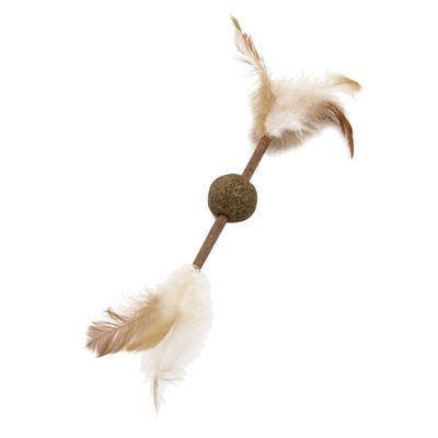 Juguete natural de matatabi con plumas para gatos 34x3,8 cm