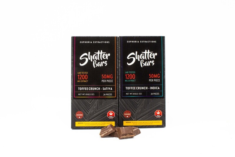 Euphoria Extractions 1200MG Toffee Crunch Shatter Bar