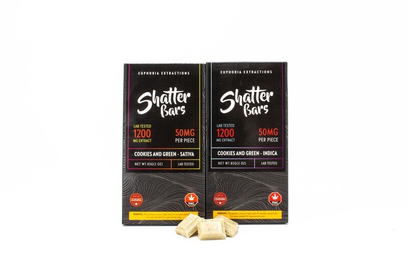 Euphoria Extractions 1200MG Cookies and Green Shatter Bar