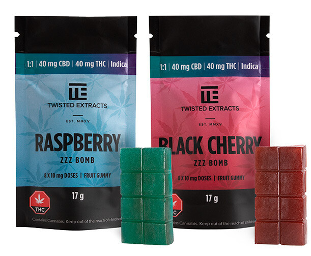 Twisted Extracts Indica Jelly Bombs - 1:1 - 40 MG THC : 40 MG CBD