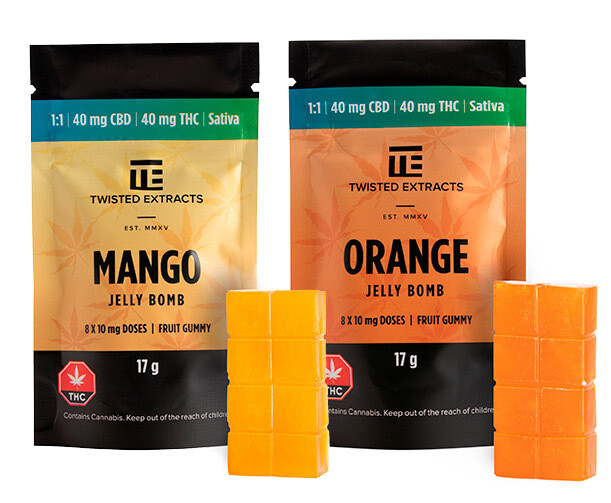 Twisted Extracts Sativa 1:1 Jelly Bombs - 40 MG THC : 40 MG CBD