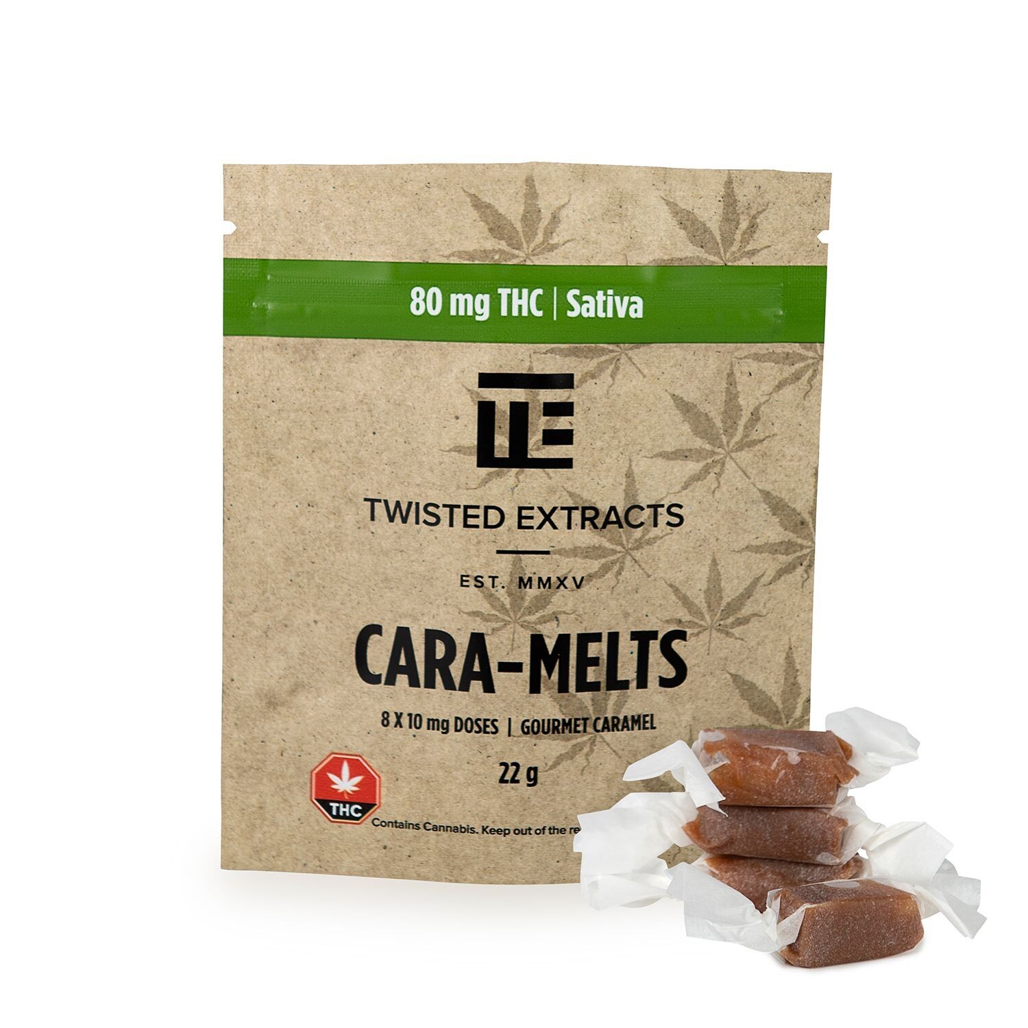 Twisted Extracts Caramelts, Concentration: 80 MG THC - Sativa